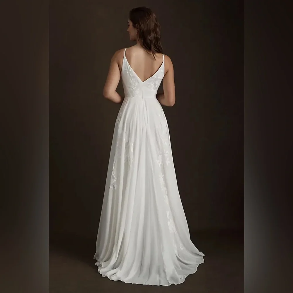 BHLDN Bonaire V-Neck Embroidered Wedding Gown - Picture 3 of 4